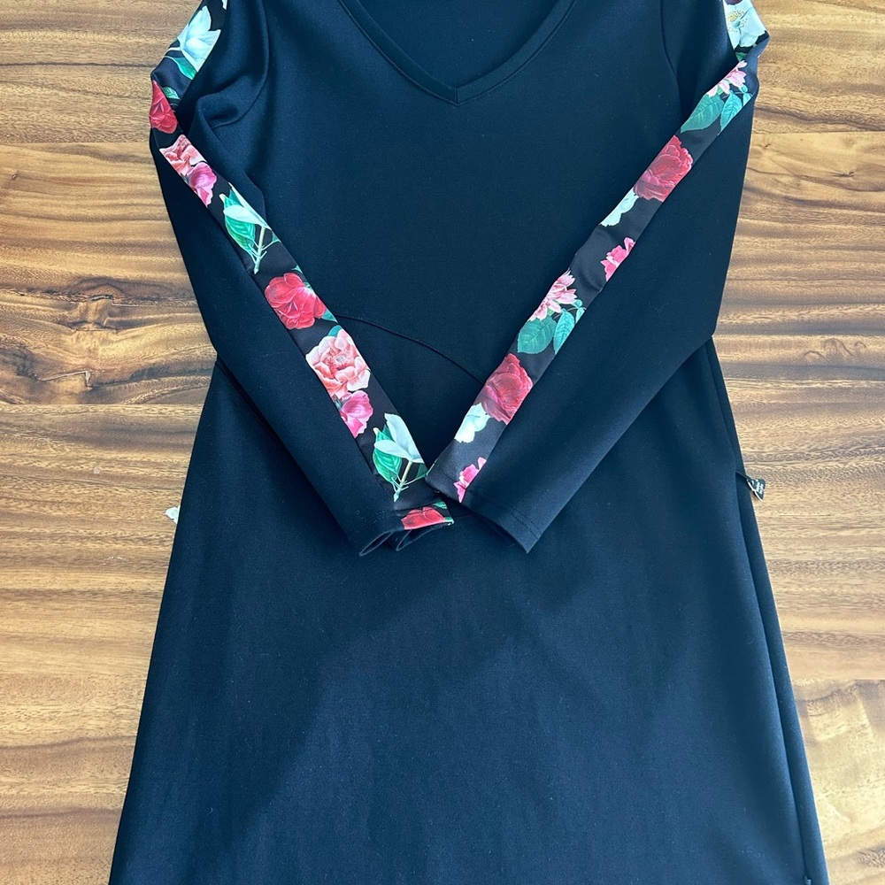Black Dress with Floral Sleeves